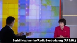 Павло Клімкін та Інна Кузнецова під час запису програми «Суботнє інтерв'ю»