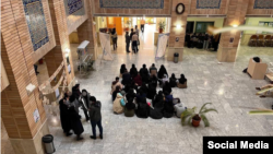 Psychology students hold a strike in Tehran's Beheshti University on November 21.