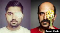 Heresh Naqshbandi (left) and Amir Valayat (right) both lost an eye after being shot in the face by security agents during nationwide protests. Now they are both under arrest.