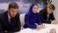 Руслан Эдельгериев, Хадижат Кадырова и Ахмат Кадыров (слева направо) в Дубае на климатическом форуме. Декабрь 2023 года. Скриншот c видео в инстаграм-аккаунте ddo_grozny