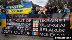 Під час акції на підтримку України і проти агресії Росії. Берлін, Німеччина, 19 лютого 2022 року