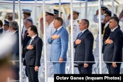 Președintele Klaus Iohannis, premierul Marcel Ciolacu, liderul PNL Nicolae Liucă și Ludovic Orban, liderul Forța Dreptei.