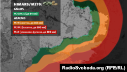 Радіус покриття ракет ATACMS. Водночас США не дозволяють Україні бити своєю зброєю по території РФ