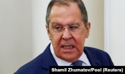 Міністр закордонних справ Росії Сергій Лавров під час презентації збірки архівних документів, перевиданих до десятої річниці окупації Росією українського Криму. Москва, 15 лютого 2024 року