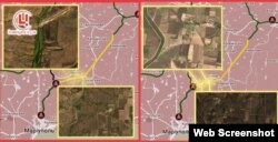 Карта будівництва нового моста в районі с. Гранітне та залізничної колії в районі села Новоселівка, створена на підставі знімків супутника Sentinel-2. від 1 жовтня 2023 року