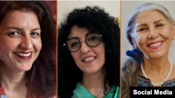از راست: مهوش ثابت، نرگس محمدی و فریبا کمالآبادی
