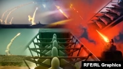 Запуски БПЛА «Шахед» и ракет с полигона «Чауда» в Крыму. Коллаж