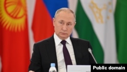 Kazakhstan - Vladimir Putin, the president of Russia durint the meeting of the Council of the Heads of State of the CIS Member States. 14 Oct 2022