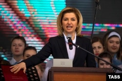 Ірина Влах під час інавгурації на посаду башкана Гагаузької автономії Молдови. 15 квітня 2015 року