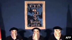 A screen grab shows ETA members declaring a ceasefire in the Basque town of Guernica late last year.