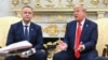US President Donald Trump hosts Polish President Karol Nawrocki in the Oval Office on September 3.