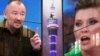 Российские телеведущие Артур Шейнин и Ольга Скабеева. Коллаж