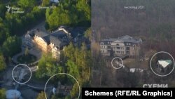 Якщо порівнювати зйомки травня та листопада цього року, видно, що довкола фасаду вже немає будівельного риштування, закінчили також бетонувати доріжку і майже завершили зведення нової альтанки