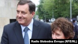 Republika Srpska President Milorad Dodik (left) with EU foreign policy chief, Catherine Ashton, in May.