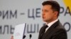 Ukrainian President Volodymyr Zelenskiy talks to reporters at the Crimean Platform summit in Kyiv on August 23.
