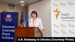 Інна Кузнецова під час відзначення 65-річчя Української редакції Радіо Свобода, 2019 рік