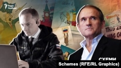 Російський політтехнолог та керівник «Агенції соціального дизайну» Ілля Гамбашидзе (ліворуч) та Віктор Медчедчук, колишній голова політради забороненої в Україні партії «Опозиційна платформа за життя» (колаж)