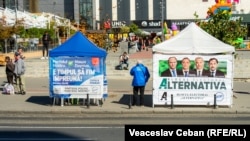 Уличные пункты предвыборной агитации в Кишиневе