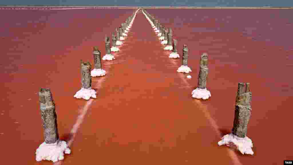 Сасык-Сиваш – крупнейшее соленое озеро в Крыму. Оно расположилось у автодороги Саки-Евпатория. Когда-то здесь был обычный мелководный залив. Однако из-за сильных ветров и мощного шторма в зимнее время тонны песка сформировали насыпь, отделившую Сасык-Сиваш от моря. Как за последние 10 лет изменилось озеро Сасык-Сиваш смотрите в фотогалерее