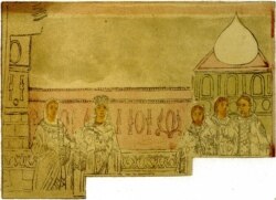 Фреска на стіні Софійського собору, на якій зображена коронація Анни в Константинополі – перед тим, як Анна вийшла заміж за князя України-Русі Володимира Святославича, її коронували і вона отримала статус цариці