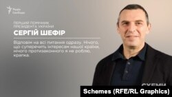 «Схеми» звернулись до першого помічника президента за коментарями, та він відмовився відповісти по суті на ці запитання