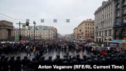Акция в поддержку оппозиционного политика Алексея Навального в Санкт-Петербурге, 23 января