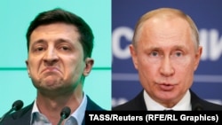 Володимир Зеленський, ліворуч, і Володимир Путін (комбіноване фото)