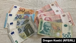 Novčanice evra i dinara, 26. avgust 2025.