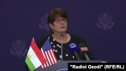 U.S. Deputy Assistant Secretary for Central Asia and Press and Public Diplomacy Emilia Puma in Dushanbe on October 24. 