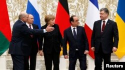 Встреча в «нормандском формате» в Минске. Гостей принимал президент Беларуси Александр Лукашенко. 11 февраля 2015 года