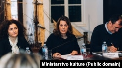 Ministarka kulture Tamara Vujović na sastanku sa predstavnicima Savjetodavne misije UNESCO-a, februar 2025.