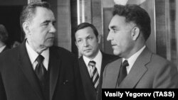 Маскав, 18-уми майи соли 1978. Гуфтушуниди Иттиҳоди Шӯравӣ ва Афғонистон. Андрей Громико (чап) ва Ҳафизулло Амин (рост)