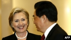U.S. Secretary of State Hillary Clinton meets with Chinese President Hu Jintao in Beijing