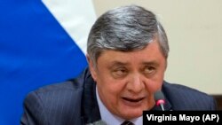 Спецпредставитель президента РФ по Афганистану Замир Кабулов выступает в штаб-квартире НАТО в Брюсселе