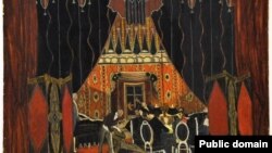 Александр Головин. Эскиз декорации к седьмой картине драмы "Маскарад". Страшная игральная. 1917.