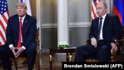 Russian President Vladimir Putin (right) and U.S. President Donald Trump at a meeting in Helsinki in July.