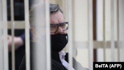 Viktar Babaryka appears in court on February 17.