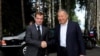 Russian President Dmitry Medvedev (left) is greeted by his Kyrgyz counterpart, Kurmanbek Bakiev, at the CSTO summit in Cholpon-Ata in late July.