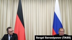 Хайко Маас и Сергей Лавров на пресс-конференции после переговоров в Москве, 18 января