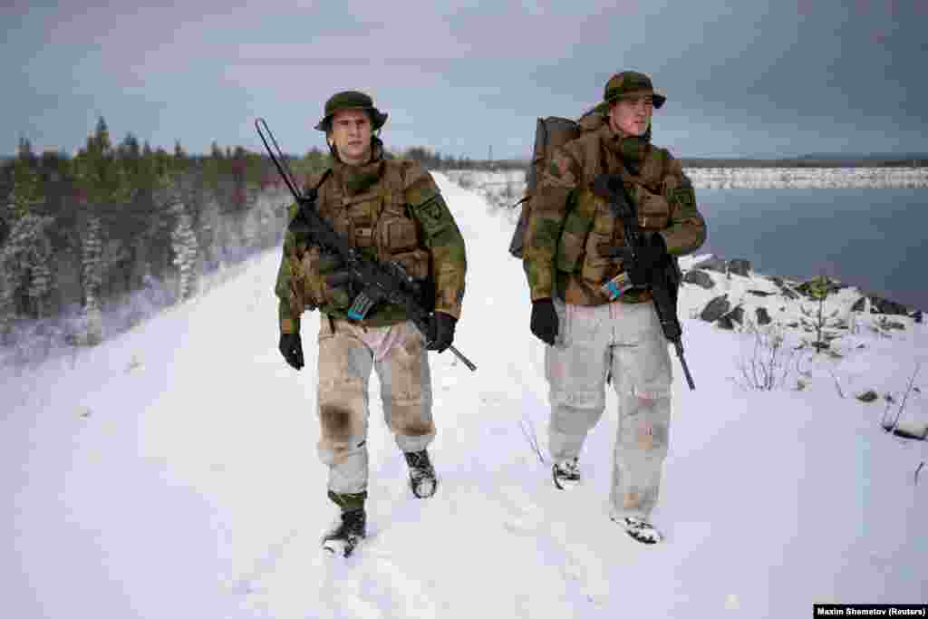 U.S. Marines during a military exercise in Setermoen, in the arctic north of Norway on October 29.
