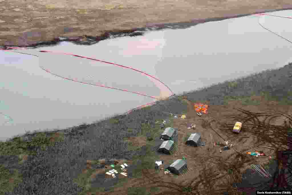 A floating dam was installed on June 2 to limit the spread of pollution following May&#39;s massive fuel spill.