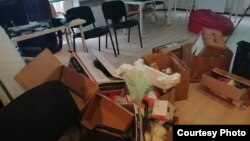 A photo of Aleksei Navalny's headquarters in Chelyabinsk after what his team says was a search by conducted by police while they were not present.