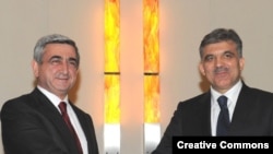 Presidents Serzh Sarkisian of Armenia (left) and Abdullah Gul of Turkey meet in Prague in May, another step in Turkey's "Armenia opening."