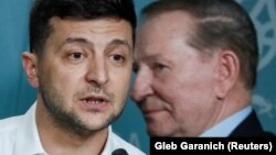 Президент України Володимир Зеленський (ліворуч) і експрезидент Леонід Кучма, якого знову призначено головою української делегації на переговорах у Мінську. Київ, 3 червня 2019 року