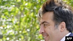 Georgian President Mikheil Saakashvili arrives in Brussels ahead of an EU summit on March 25.