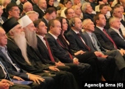 Patrijarh Porfirije, Aleksandar Vulin, Ivica Dačić, Aleksandar Bocan Harčenko na Osnivačkoj skupštini, 26. oktobra 2025.