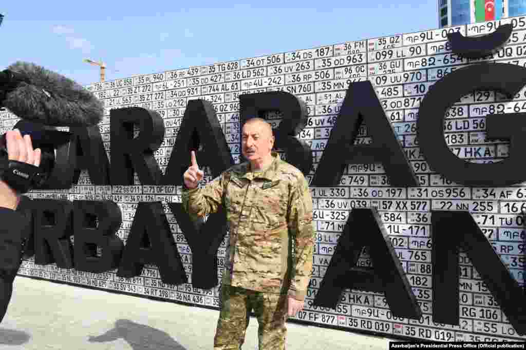 Среди экспонатов – щит, изготовленный из армянских номерных знаков