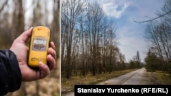 Дорога через Рудий ліс – частково очищена від радіації (дезактивована). Однак вже на узбіччях рівні радіації починають зростати