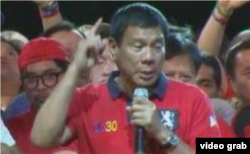Родриго Дутерте во время своей президентской кампании. Весна 2016 года