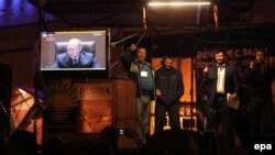 Діячі підконтрольного Росії угруповання «ДНР» на чолі з Денисом Пушиліним, який нині є російським окупаційним губернатором, святкують так званий референдум у Донецьку 12 травня 2014 року